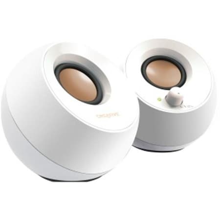 Plugit Pebble Desktop Speakers;White PL735814